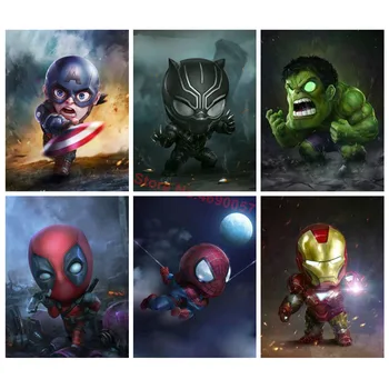 

Diy Diamond Painting Cross Stitch Kits,Full Square/Round Diamond Embroidery Avengers Cute Marvel Super Heros Diamond Mosaic Gift