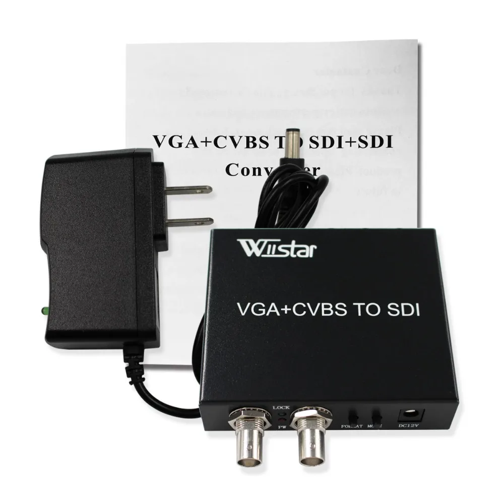 Конвертер Wiistar VGA + CVBS в SDI адаптер 3RCA поддерживает выход 2 SD HD 3G для ПК HDTV|Кабели VGA| |