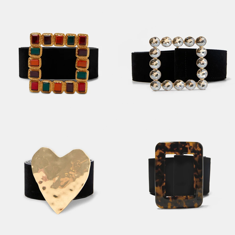 

Girlgo New Design ZA Maxi Heart Belts For Women Bohemia Square Colorful Crystal Statement Belts Christmas Gift Wedding Jewelry