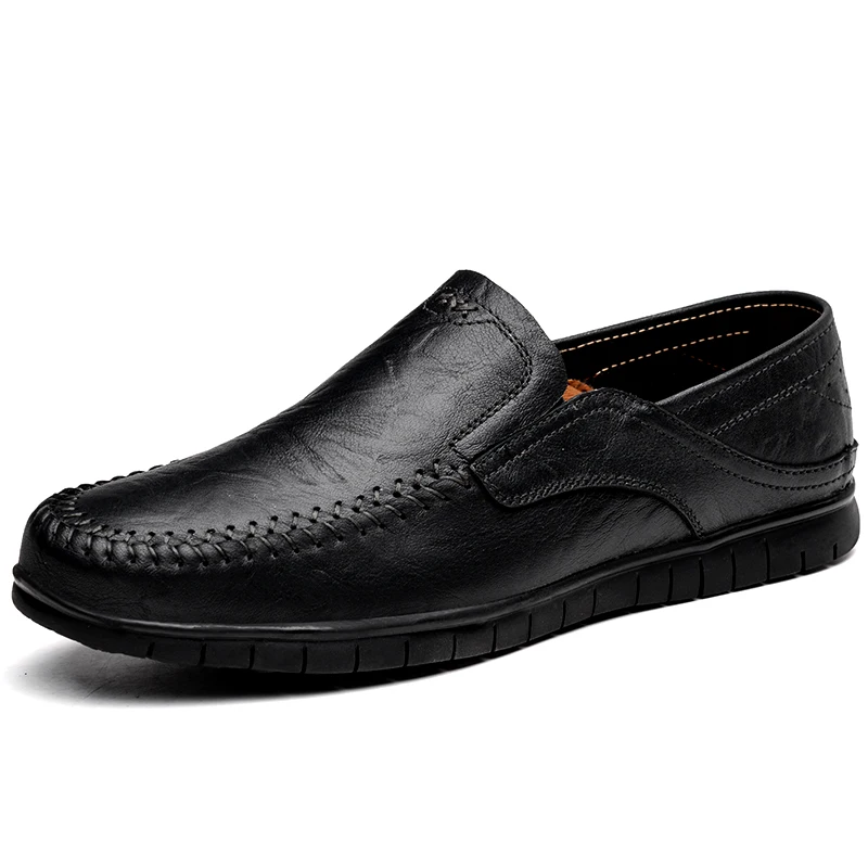 

Loafers For Men Big Size 38-46 Shoes Men Genuine Leather Comfortable Casual Shoes Black Brown Lazy Shoes Zapatos Hombre Dress