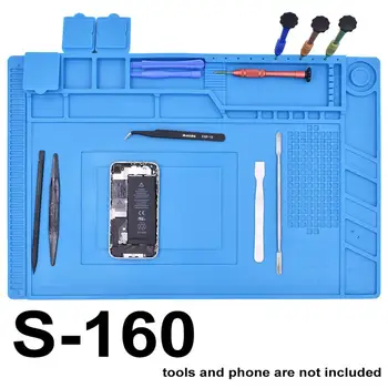 Online S-160 45 X 30cm Blue Silicone Pad With Magnetic Repair Mats Heat-insulated BGA Soldering Repair Station Pads 30pcs/lot