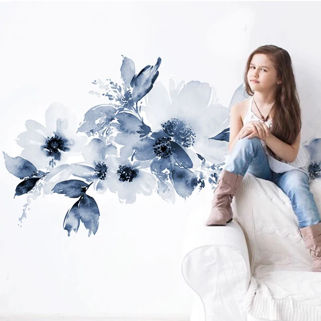 Best Offers Floral wall sticker bedroom decor painting watercolor home decor Blue Abstract sticker nordic home decoration accessories diy Best Offers Floral wall sticker bedroom decor painting watercolor home decor Blue Abstract sticker nordic home decoration accessories diy