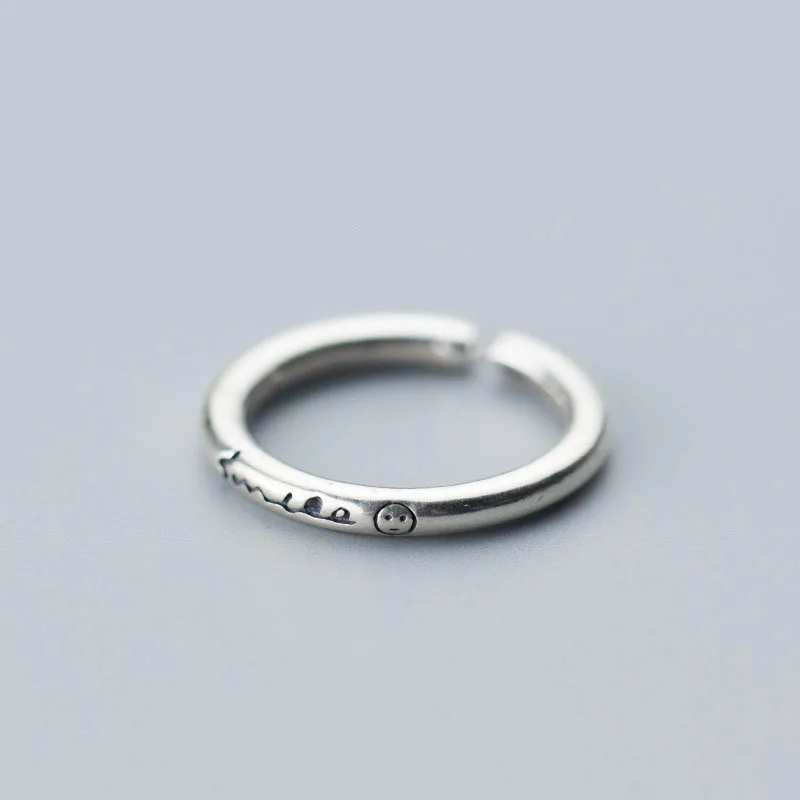 

Sweet Letter Smile Face 925 Sterling Silver Adjustable Ring
