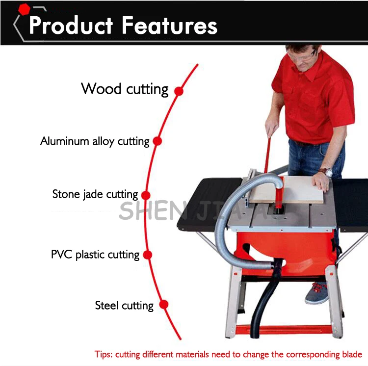 Многофункциональная деревообрабатывающая машина для резки 10 дюймов раздвижной стол пила толкатель пила угол резки циркулярная пила 220 В 1 шт