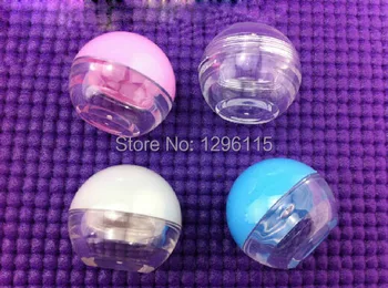 

100pcs 5g spherical plastic cream bottle / pink white blue transparent nail glitter powder container sequin jar
