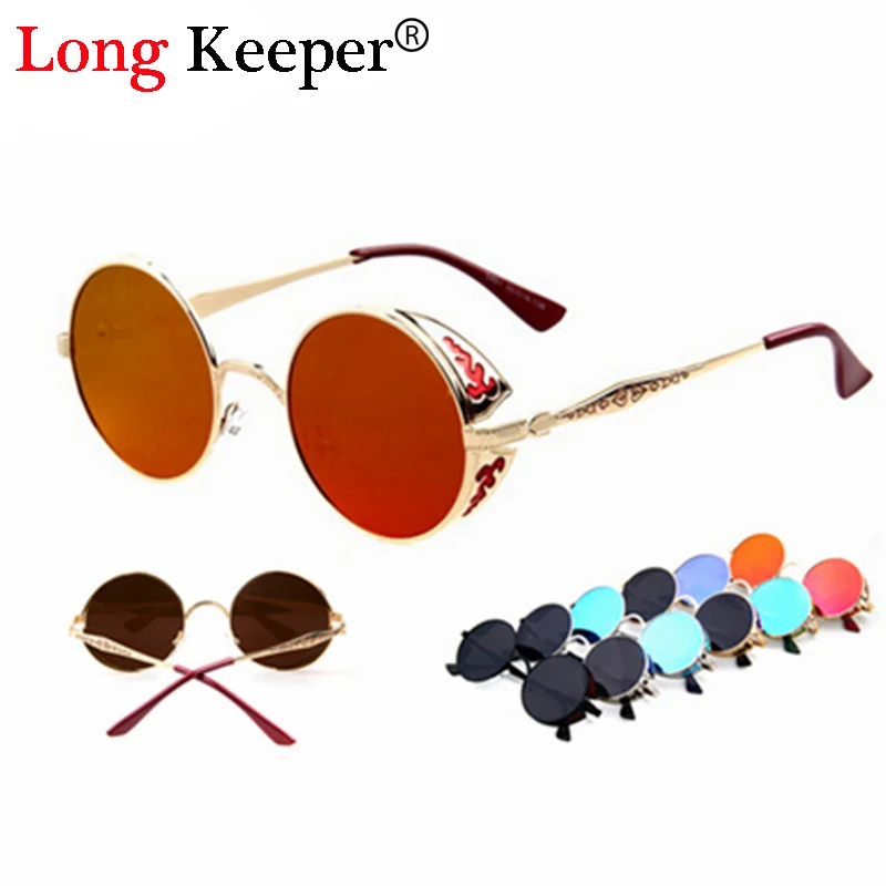 

Long Keeper 2018 Vintage Women Men Steampunk Sunglasses Brand Design Round Sun glasses de sol feminino UV400
