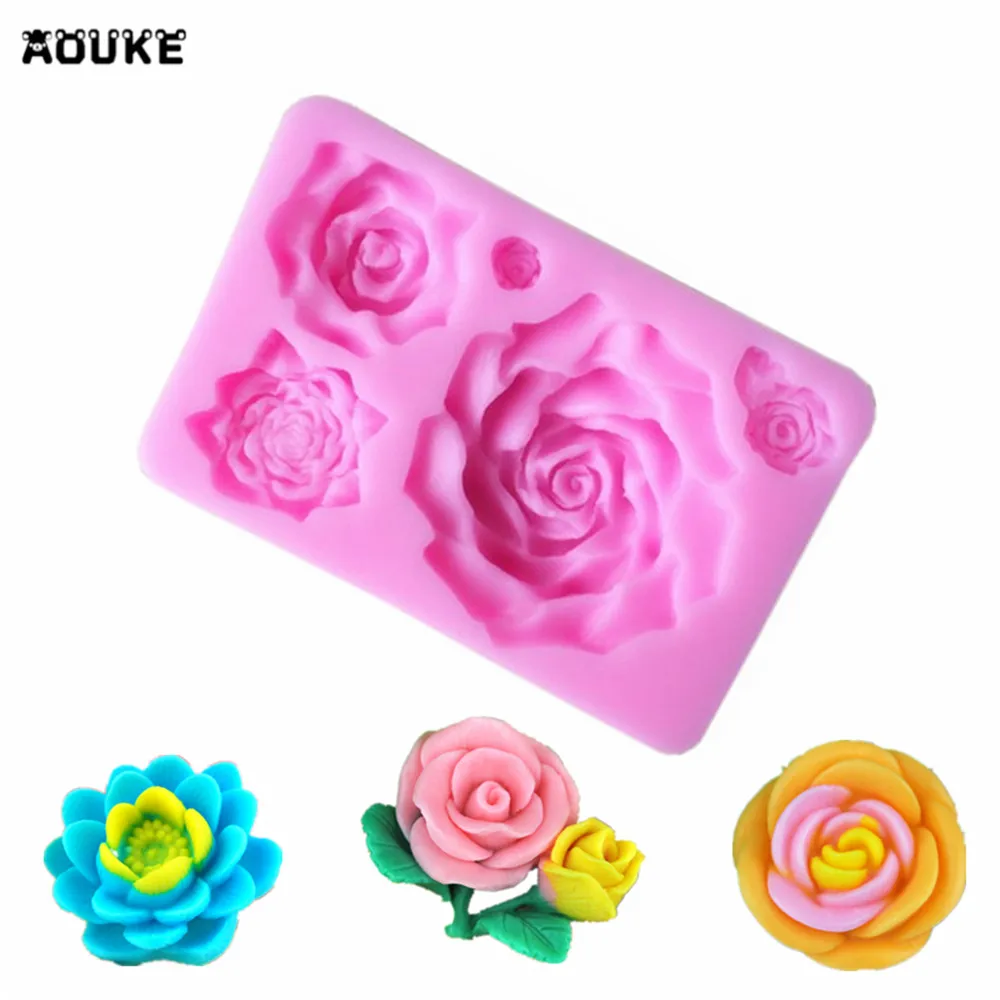 

Roses Shape Silicone Mold Fondant Cake Decorating Chocolate Mould DIY Cake Candy Molds Baking Tools