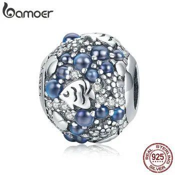 

BAMOER Genuine 925 Sterling Silver Underwater World Fish Ocean Beads Cubic Zircon Charms fit for Beads Bracelet Jewelry SCC932