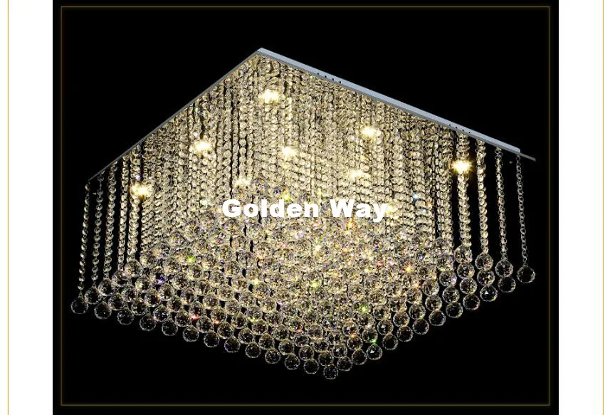 

Free Shipping Modern Square Crystal Chandelier For Living Room Luxury Flush Mount GU10 LED AC Crystal Light Lustres De Cristal