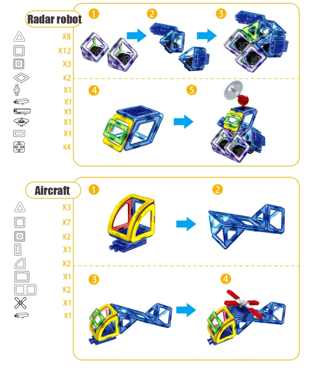1 шт. Магнитный конструктор, строительные блоки, моделирование, Робер, самолет, экскаватор, аксессуары, креативные кирпичные модели, детские развивающие игрушки