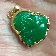 2 стиля счастливый зеленый нефрит gp Будда кулон и ожерелье