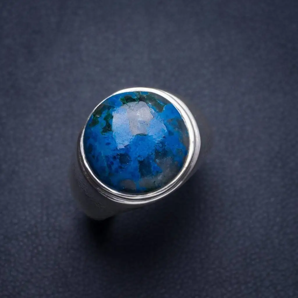 

Natural Chrysocolla Handmade Unique 925 Sterling Silver Ring 6.75 Y4319