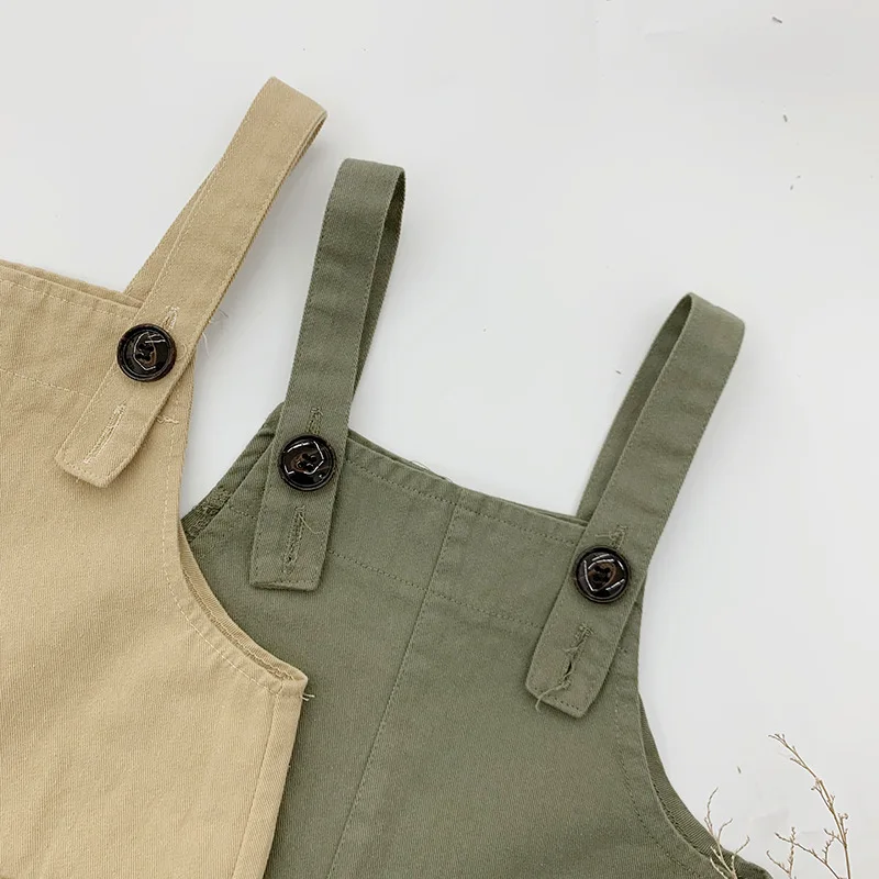 Coreano das Crianças para Meninas de Moda Meninos da Criança Jumpsuit Ocasional Macacão Bolso Grande Calças 2 3 4 5 6 7 Anos Crianças Macacões Novo 32 Mamãe e Bebê
