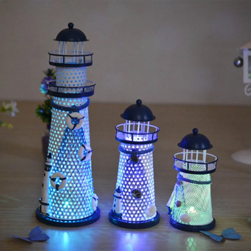 Fashion-Mediterranean-style-fashion-metal-crafts-home-decor-Marine-beacon-flash-iron-Lighthouse-New-flash-marine
