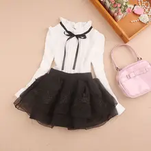 Весна-осень Детская рубашка с длинными рукавами Школьная Блуза для девочек Топы корректирующие для детей-подростков Блузка для девочек белая шифоновая одежда с бантами jw1781