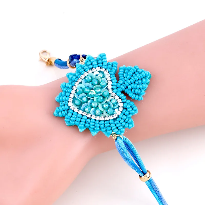 Sehuoran браслеты и браслеты для женщин богемные стеклянные бусины ручной работы массивные браслеты Подвески свадебный подарок для - Окраска металла: B0103 Blue