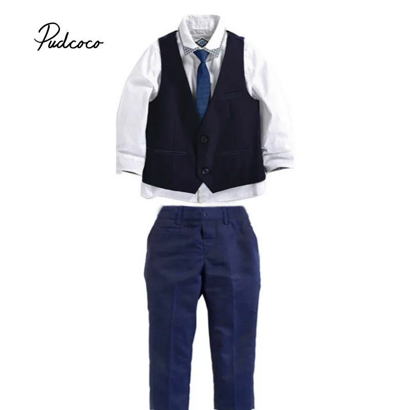 

Pudcoco 3pieces Set Autumn 2017 Children's Leisure Clothing Sets Kids Baby Boy Suit Vest Gentleman Clothes Formal Clothing