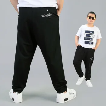 

Casual Fat Boys Pants Summer Spring Plus Size Trousers for Children Teenage School Pure Black Long Pant Big Boys Clothes 12 14Y
