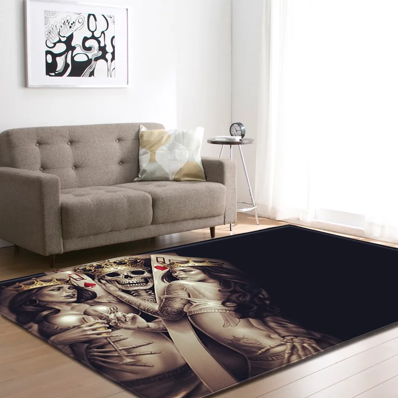 

New Creative Skull Printed Large Area Carpets for Living room Home Decor tapetes para casa sala Parlor Floor Mats rug and carpet