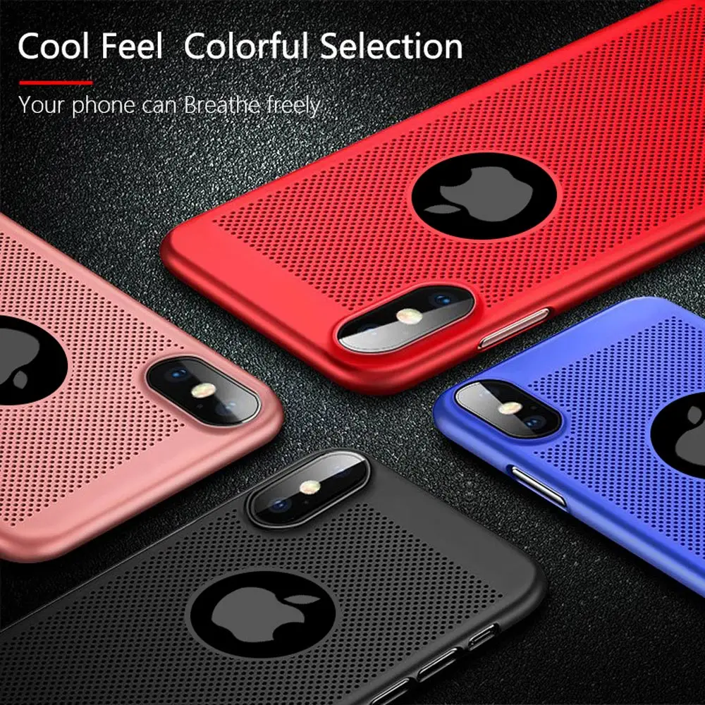 KISSCASE Hollow Heat Dissipation Case For iPhone 5s 6 6s Plus Cool Breathe PC Cover For iPhone X 5 5s SE 6 6s 7 8 Plus Capinhas