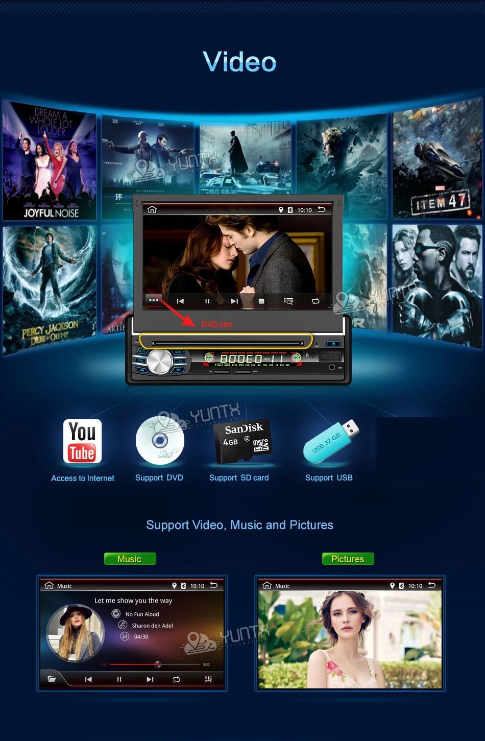 Perfect 7inch Android 6.0 Quad Core Motorized Detachable Multi-touch Screen One Din Car DVD Player with OBD2 and DAB+support 10