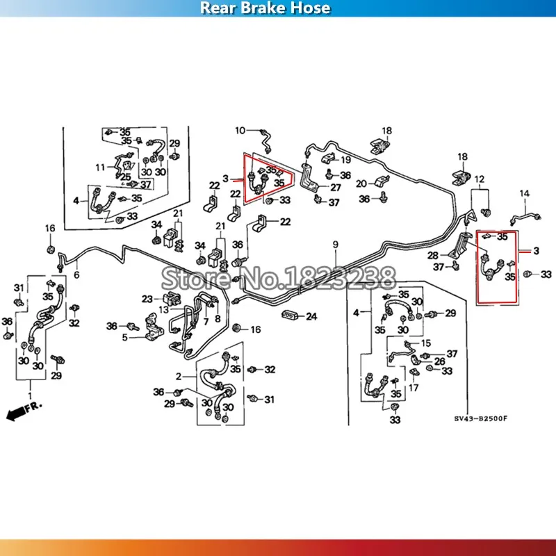 Задний тормозной шланг производство продукции уже существующих марок: 01466-SV4-000 для Honda Accord 1994 1995 1996 1997 CD4 CD5 левая = правая