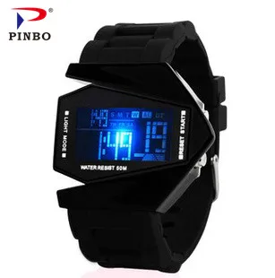 

Fighter Digital Led Military Watch Men Sport Wrist Watch Alarm Clock Children Watch Kids Date Silicone Luminous Wristwatch PINBO