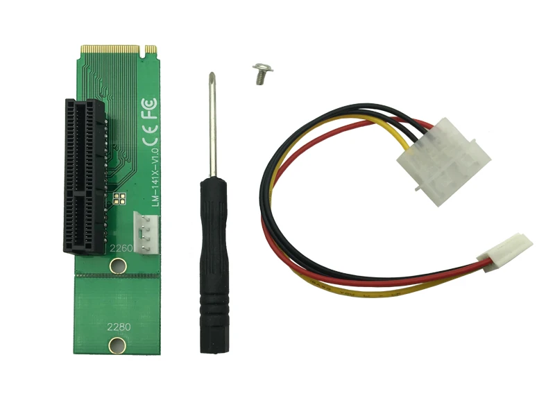 With Converter Card PCI-E 4X Female to NGFF M.2 M Male Adapter Key Power Cable