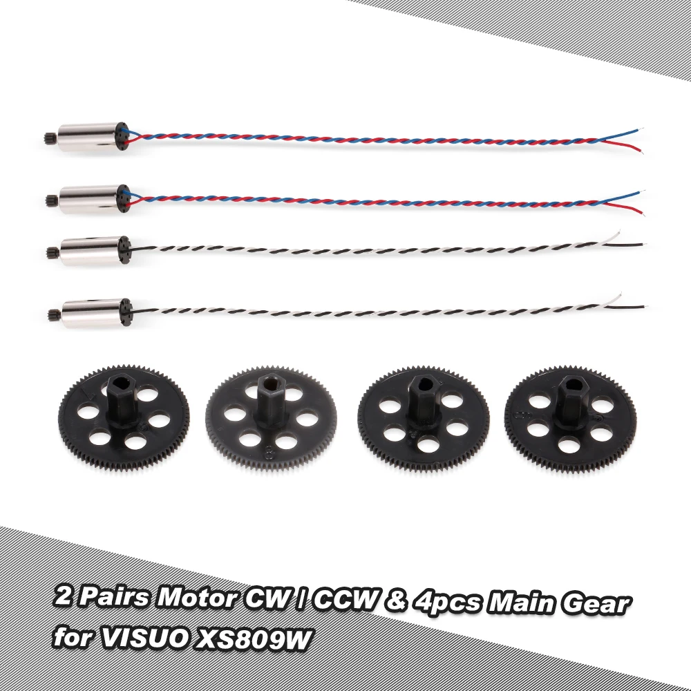 

4pcs Main Gears & 2 Pairs 8520 Coreless CW CCW Motor RC Part for VISUO XS809W XS809HW FPV Drone Quadcopter