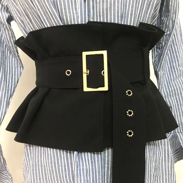 

Ruffles Cummerbund Women 2018 Slim Wide waist adjustable Belt clothes Dress accessories Korean style BT086S30