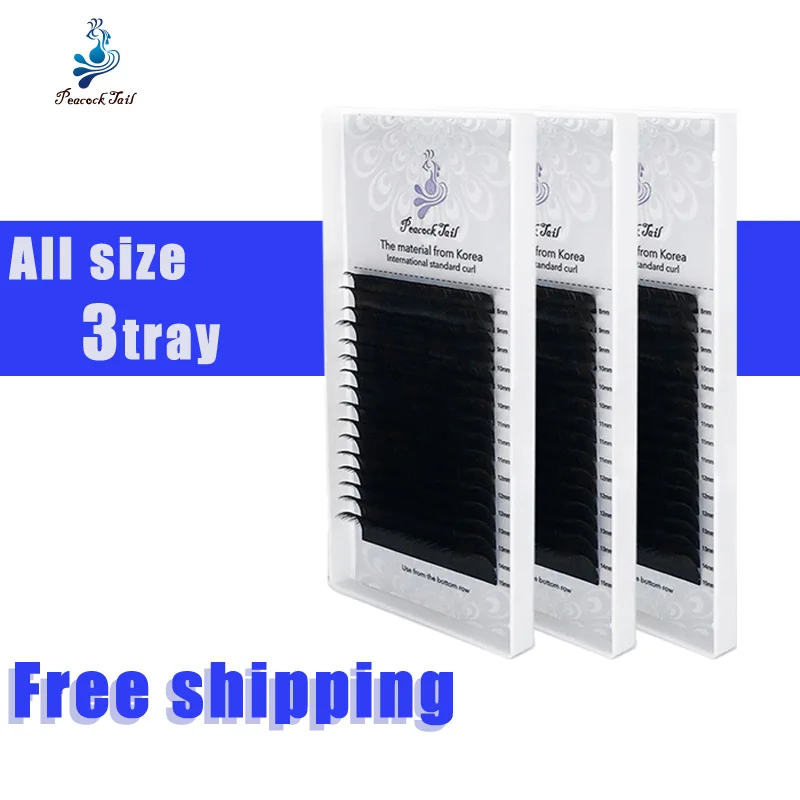 

16 rows eyelashes for extension matte black completa professional russian volome mink Eyelash extensions Peacock tail 3pcs/lot