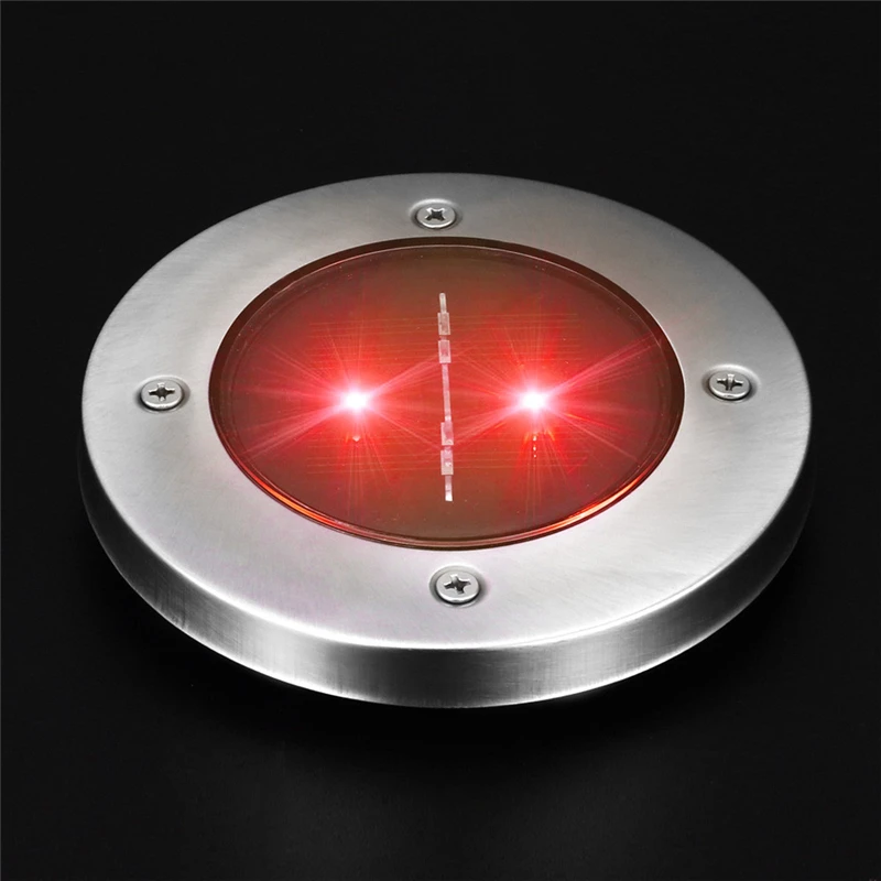 Red Light Solar 2 LED Outdoor Path Light Spot Lamp Yard Garden Lawn