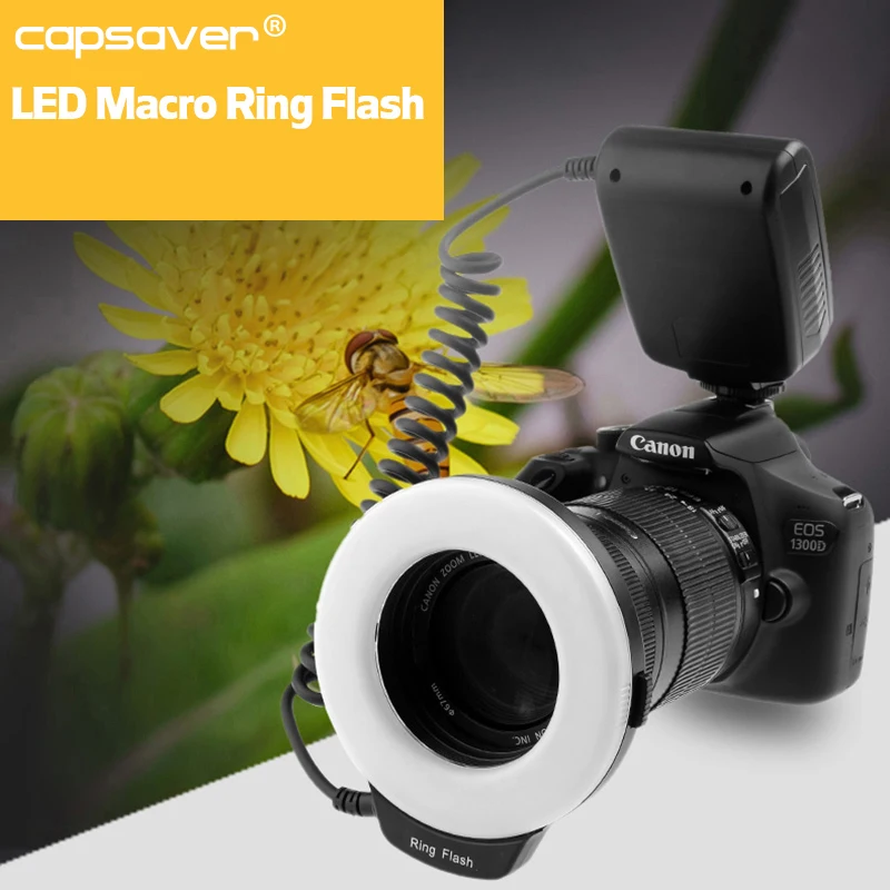 Capsaver 18 шт. SMD СВЕТОДИОДНЫЙ макро-кольцевой светильник для вспышки для Pentax Canon Nikon sony Olympus Panasonic Speedlite ЖК-дисплей CRI 90 RF-600D