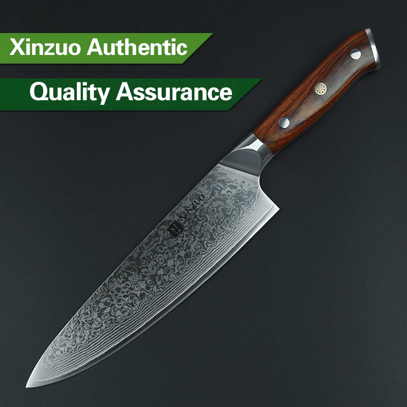 XINZUO 8'' inch Chef Knife vg10 Damascus Steel Kitchen Knives Stainless Steel Gyutou Slicing Knife Cultery with Rosewood Handle
