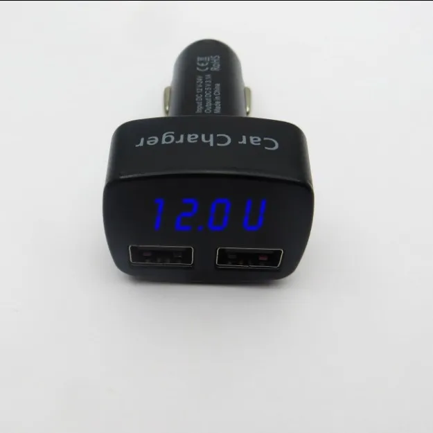 Автомобильное зарядное устройство 4 в 1 с двойным USB вольтметром амперметром