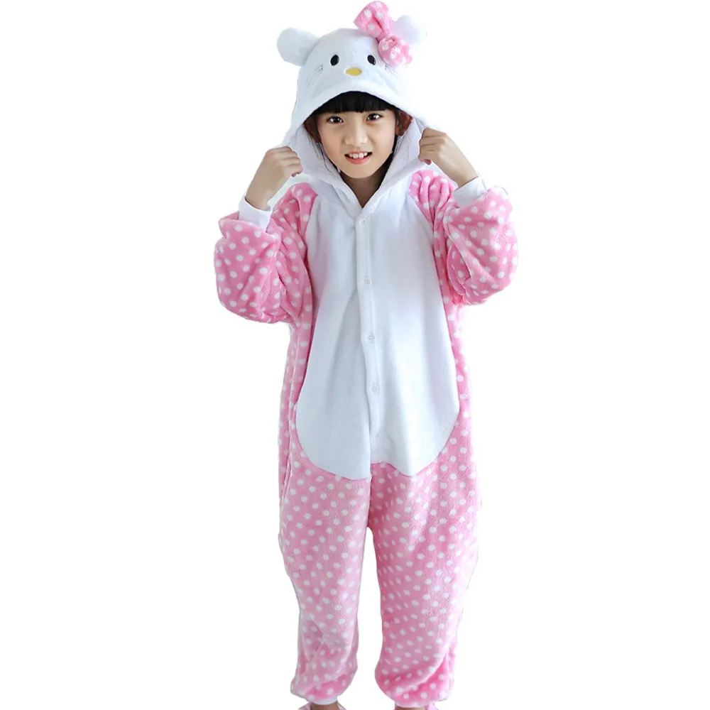 

children Kigurumi Pajamas Girl Boy Unisex Animal Cartoon Pajamas Acettate Flannel Kids Boys Girls Sleepwears 4 6 8 10 12 Years
