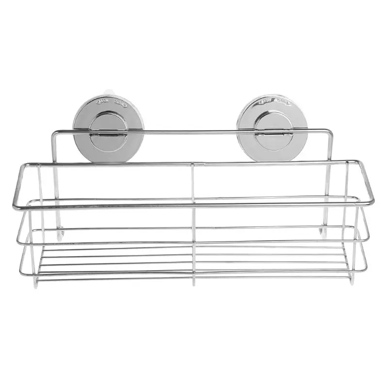 

Wall Mounted Bathroom Shelf Suction Basket Storage Holder Nail-free Hanging Organizer