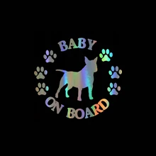 ##Special Price Car Sticker 12.7CM*11.7CM BABY ON BOARD Bull Terrier Dog Car Decal Motorcycle Reflective Laser Vinyl Car Sticker 3D Car Styling ##Special Price Car Sticker 12.7CM*11.7CM BABY ON BOARD Bull Terrier Dog Car Decal Motorcycle Reflective Laser Vinyl Car Sticker 3D Car Styling