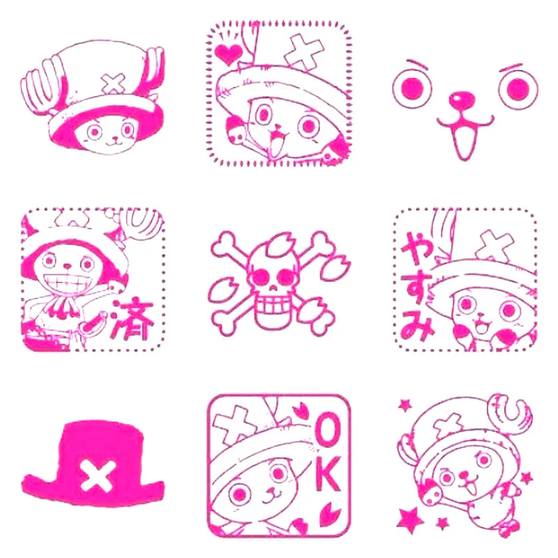 

9 pcs/set One Piece Hello Kitty Stamp DIY Toy Self Inking Photosensitive Seal Without Handle Funny Planner Scrapbooking Stamps