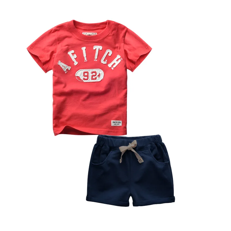 От 2 до 6 лет комплект одежды для детей, хлопковая футболка для маленьких мальчиков короткие штаны летний детский комплект одежды с героями мультфильмов для мальчиков - Цвет: Красный