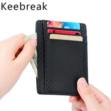 KEEBREAK Анти RFID мужской кошелек кожаный держатель для карт мужские тонкие кошельки черный маленький короткий кошелек бумажник, кошелек vallet