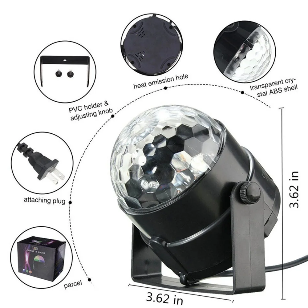 السحر مصابيح التحكم حزب صوت LED ديسكو كريستال المرحلة إضاءة نادي ضوء DMX تأثير الكرة العارض الليزر المرحلة DJ $