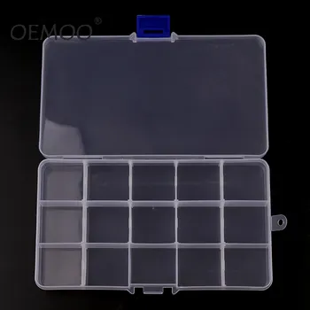 

Plastic 15 Slots Compartment Adjustable Necklace Transparent Storage Box Case Organizer Removable Makeup Jewelry Scattered Beads