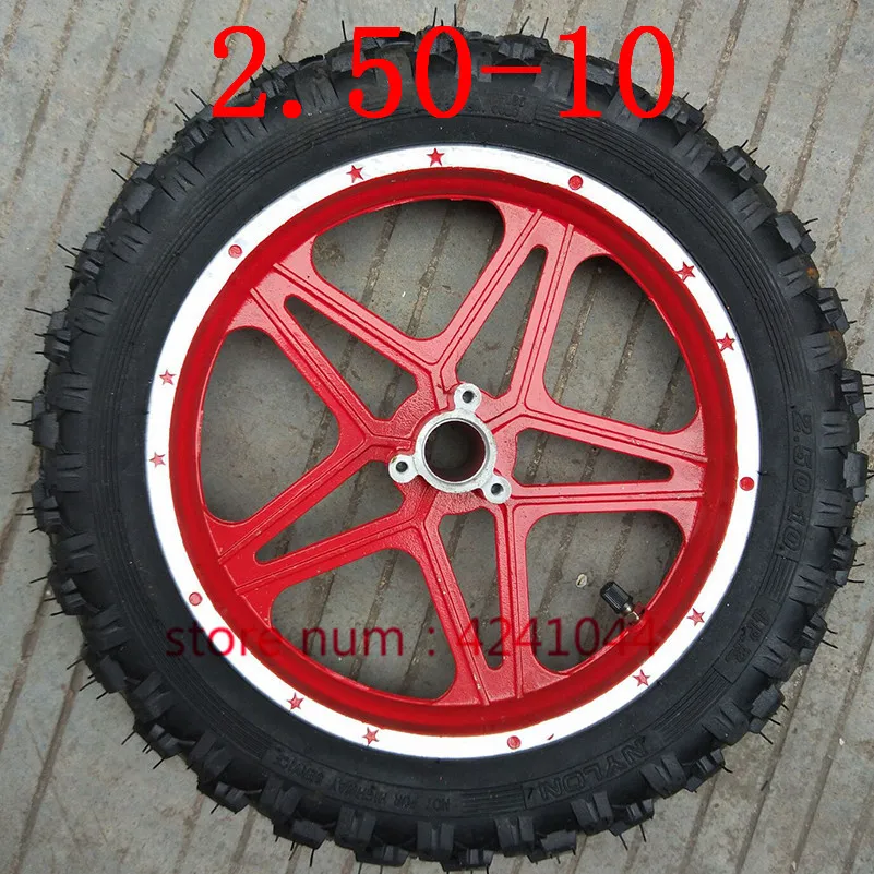 10''Mini Dirt Bike Knobby шины колеса 2,50-10 передние или задние обода и шины внедорожные Мотокросс мини моторрад ребенок