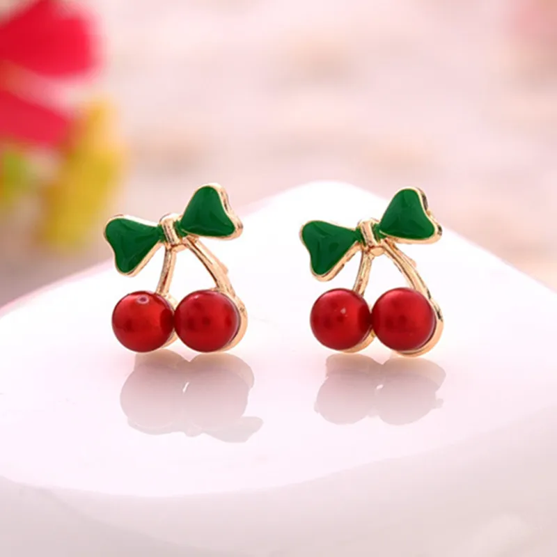 Женские серьги гвоздики вишня с красными вишнями|fashion stud earrings|stud earringsstud earrings for women