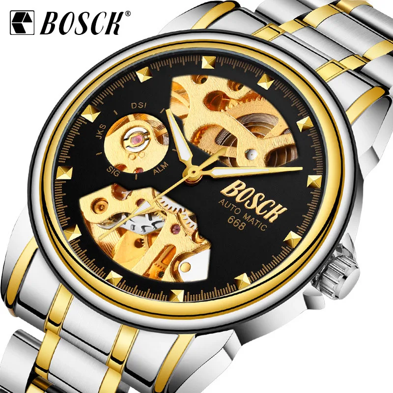 

BOSCK New Hot Sale Automatic Mechanical Watch Men Business Hollow Wristwatch Male Fashion Waterproof Watch Relogio Masculino