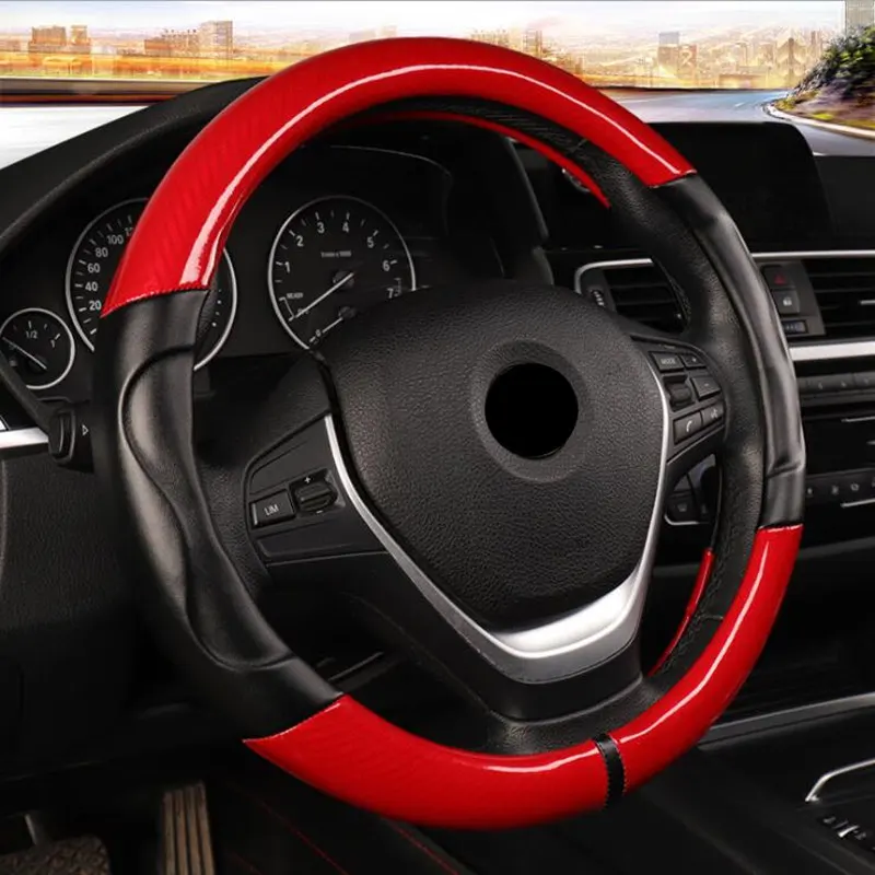 

4 Colors Carbon Fiber Sport Car Steering Wheel Cover Micro Fiber Leather Size M 38cm For BMW X1 X3 X5 X6 E36 E39 E46 E30 E60 E90