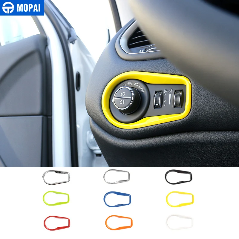 MOPAI Newest ABS Car Interior Headlight Lamp Switch Decoration Frame Trim Stickers For Jeep Renegad