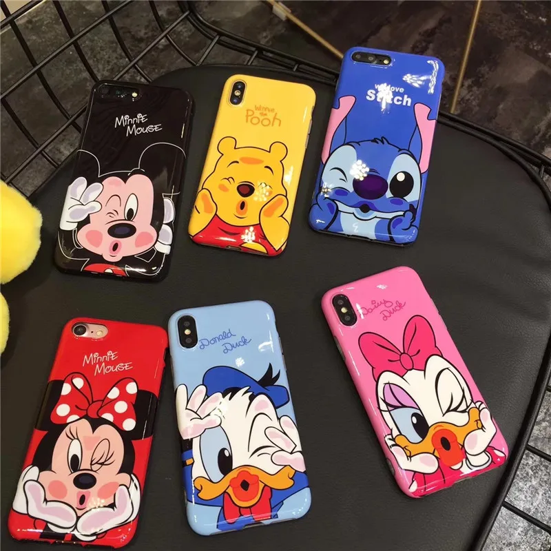 

Cute Cartoon Mickey Minnie Stitch Winnie Bear High Quality Silicone cover case for iphone MAX XS XR 6 7 8 plus X phone cases