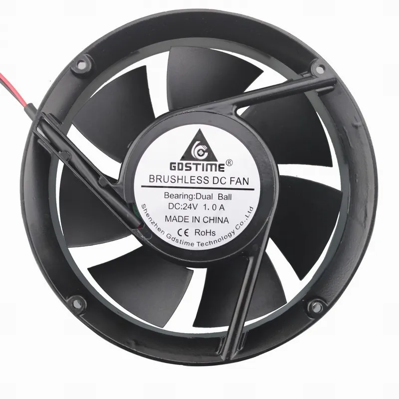 ^*Best Offers 10 pcs Gdstime Metal Case Dual Ball Bearing Industrial DC Cooling Fan 24V 172mm x 51mm Circle Cooler 170mm 50mm 2P 17cm